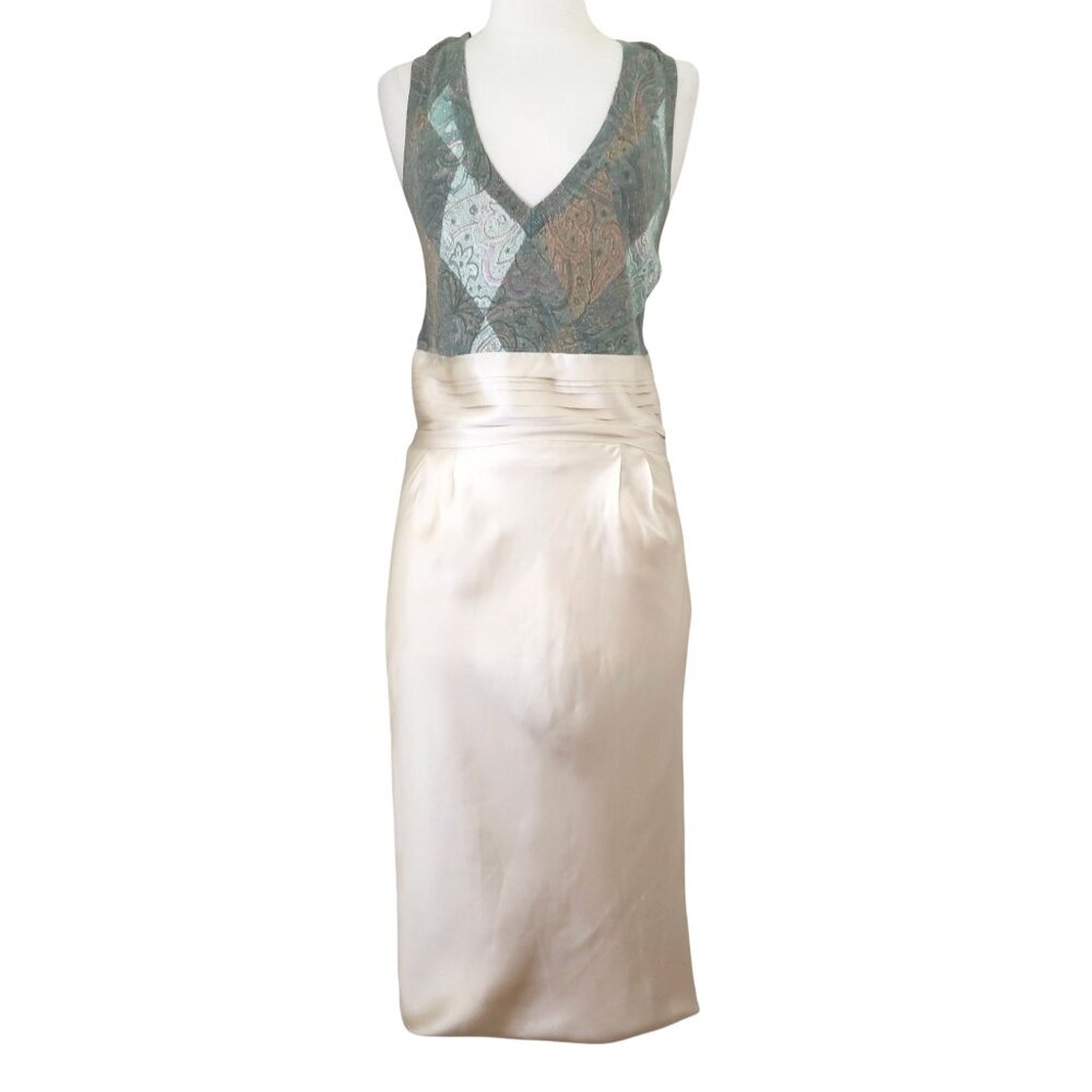 SACAI Paisley knit & satin midi dress sz 3 L US 10